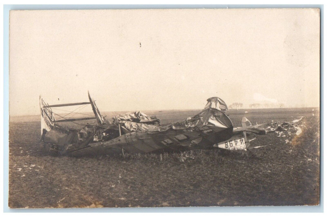 c1910's WW1 Airplane Crash 4498 Disaster Germany RPPC Photo Antique Postcard