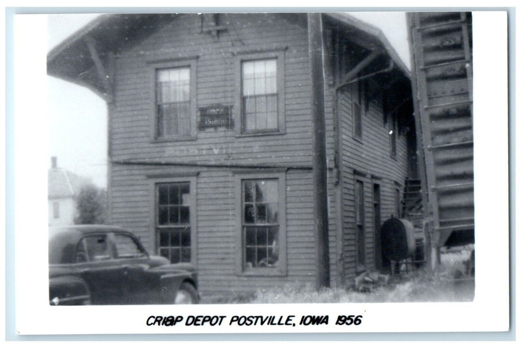 1956 Cri&p Depot Postville Iowa Railroad Train Depot Station RPPC Photo Postcard