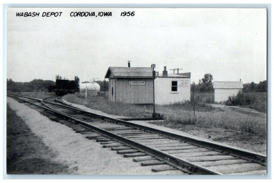 c1956 Wabash Depot Cordova Iowa Railroad Train Depot Station RPPC Photo Postcard
