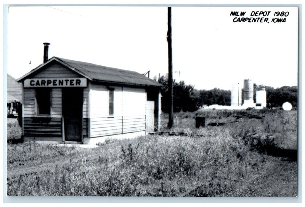 c1980 MILW Carpenter Grove Iowa Railroad Train Depot Station RPPC Photo Postcard