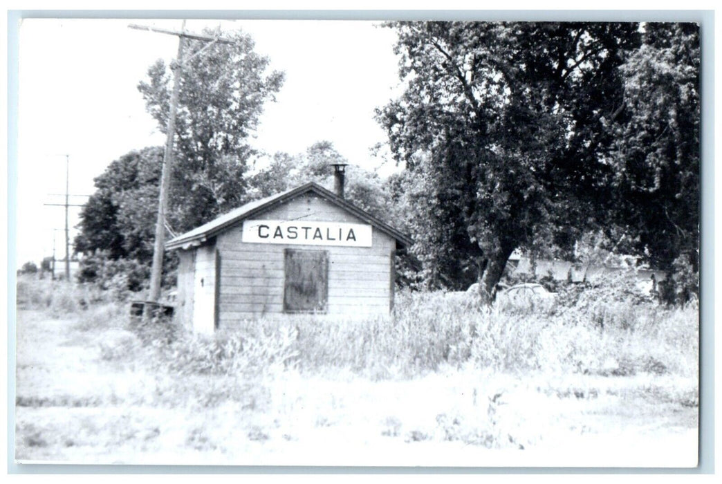 c1960's Castalia Depot Iowa IA Railroad Train Depot Station RPPC Photo Postcard
