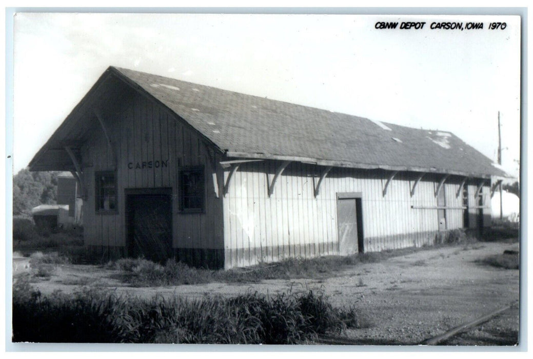 c1970 C&NW Depot Carson Iowa IA Railroad Train Depot Station RPPC Photo Postcard