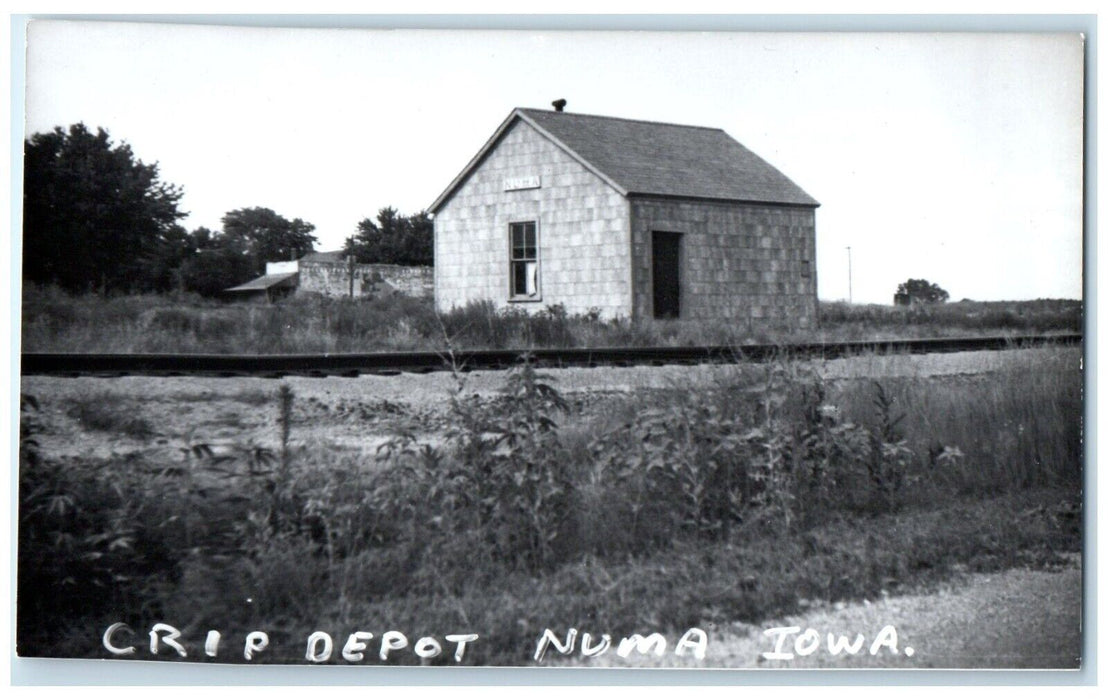c1956 CRIP Depot Numa Iowa IA Railroad Train Depot Station RPPC Photo Postcard