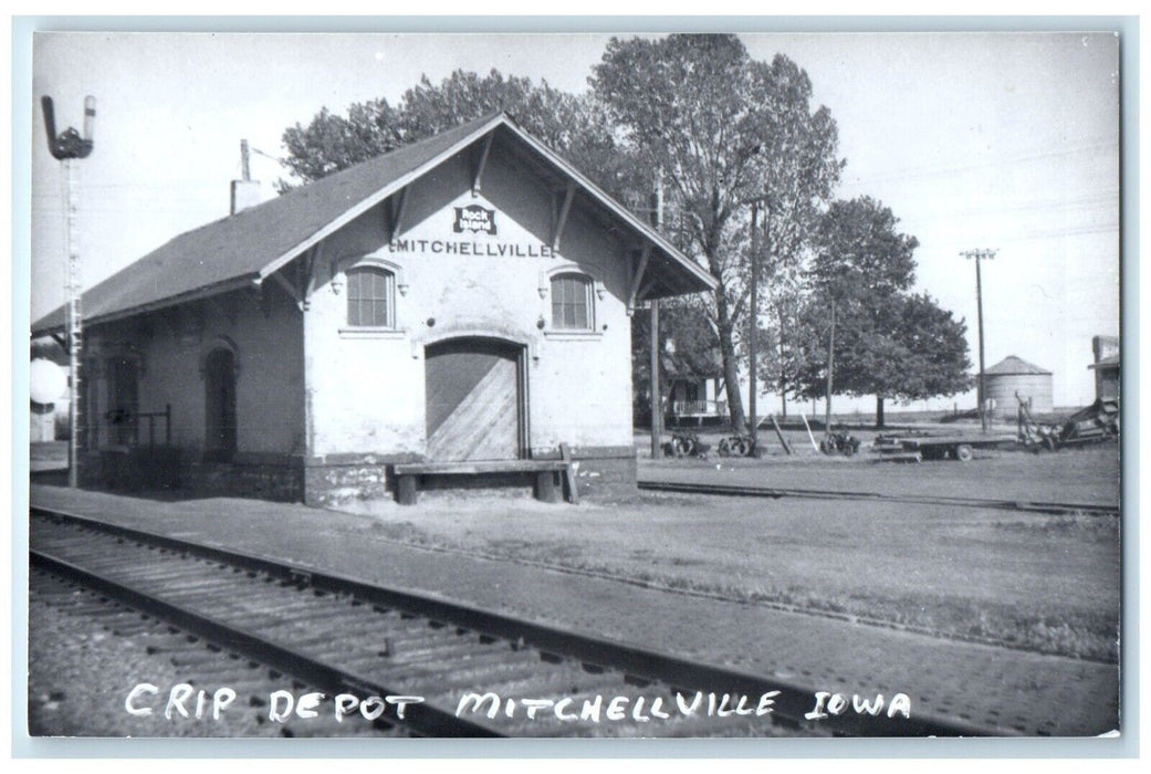 c1960 Crip Mitchellville Iowa Railroad Train Depot Station RPPC Photo Postcard
