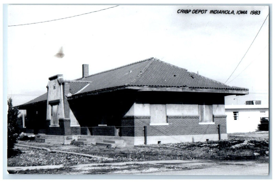 c1983 CRI&P Indianola Iowa IA Railroad Train Depot Station RPPC Photo Postcard