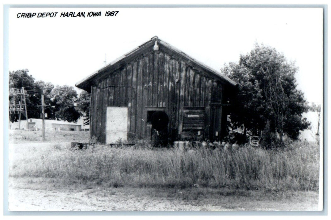 c1987 CRI&P Depot Harlan Iowa Railroad Train Depot Station RPPC Photo Postcard