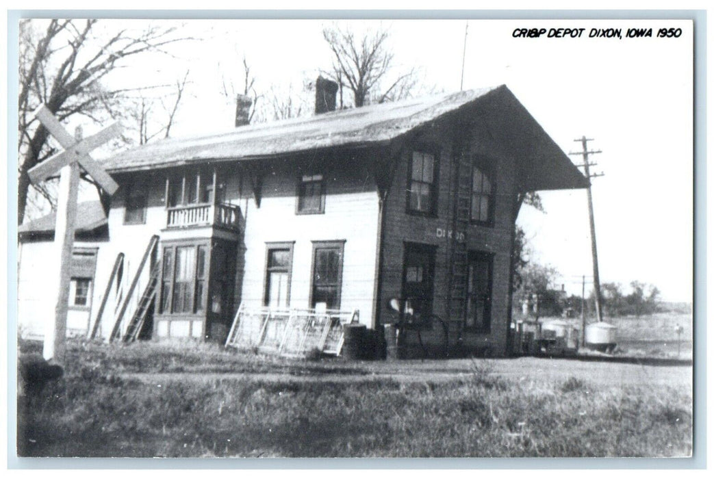 c1950  CRI&P Depot Dixon Iowa Railroad Train Depot Station RPPC Photo Postcard