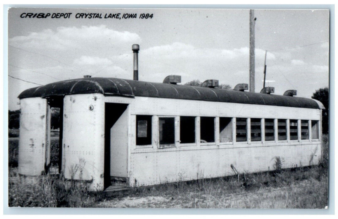 c1984  CRI&P Crystal Lake Iowa Railroad Train Depot Station RPPC Photo Postcard