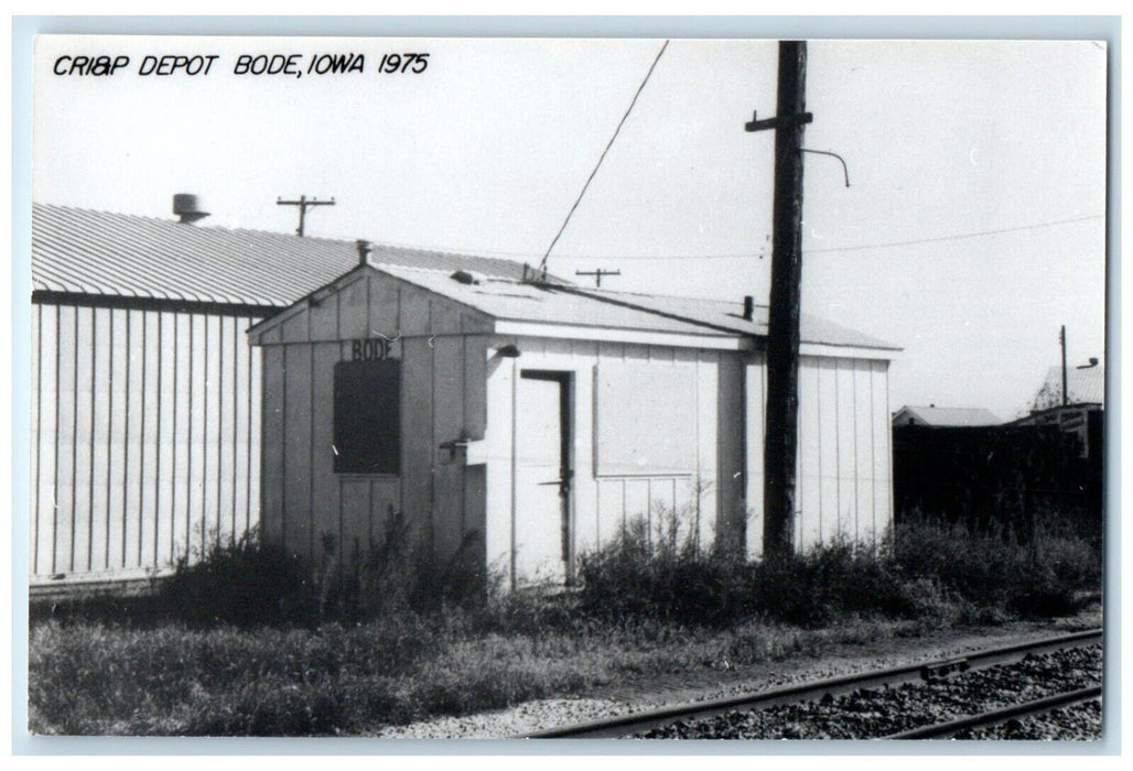 c1975 Cri&p Depot Bode Iowa IA Railroad Train Depot Station RPPC Photo Postcard