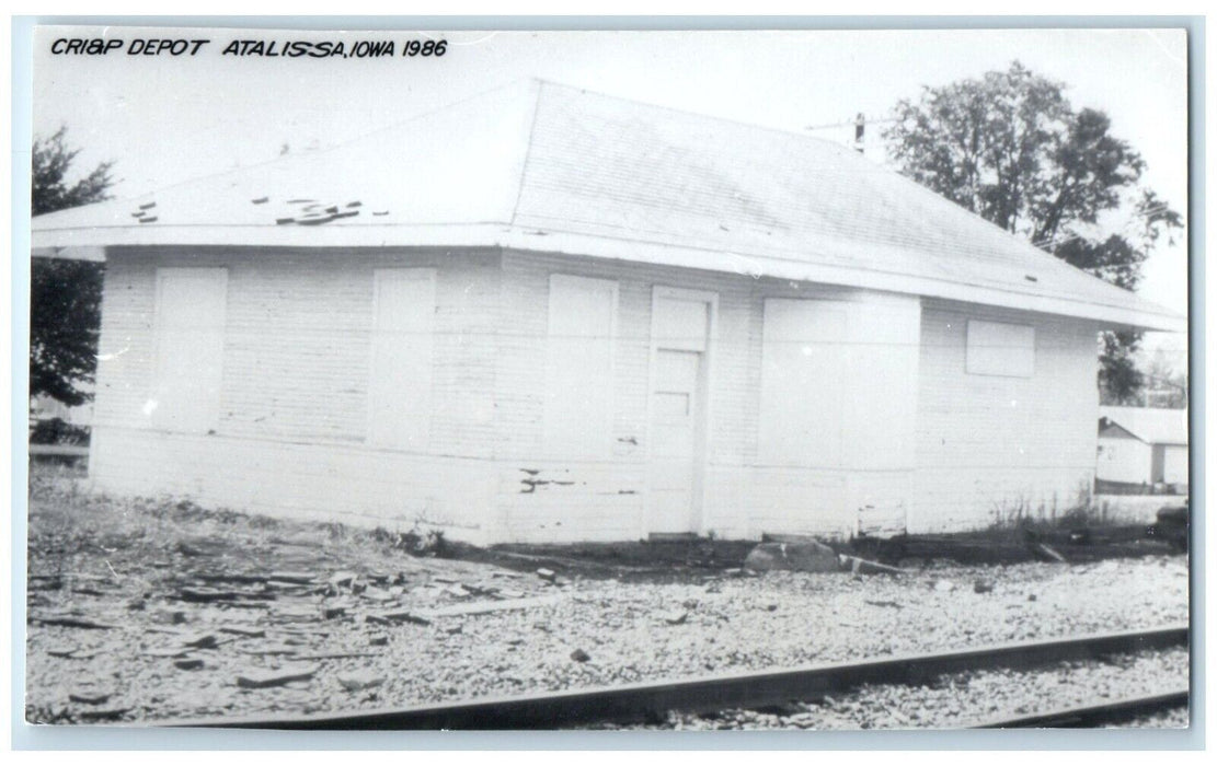 c1986 Cri&p Depot Atalissa Iowa Railroad Train Depot Station RPPC Photo Postcard