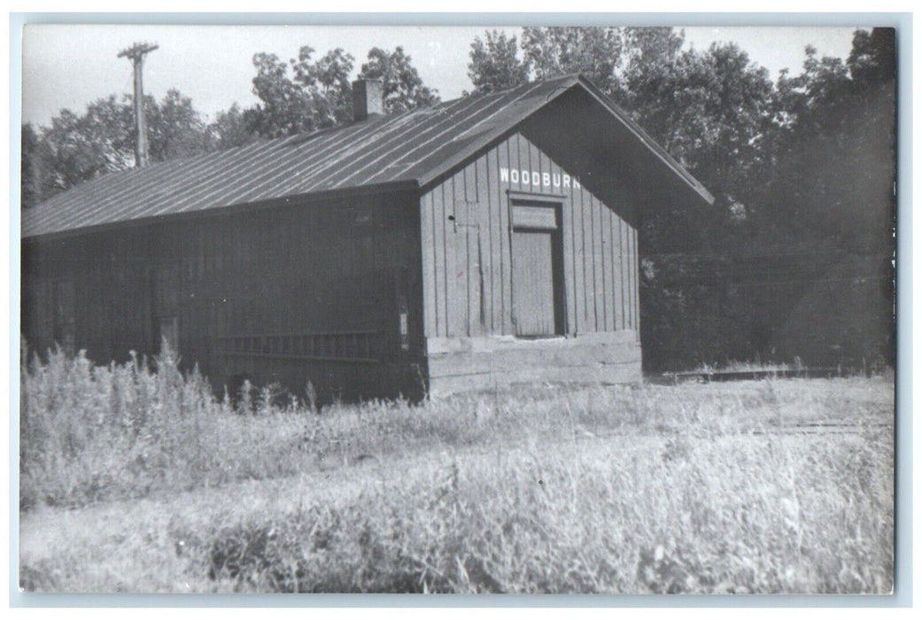 c1960's  Field Woodburn  Iowa Railroad Train Depot Station RPPC Photo Postcard
