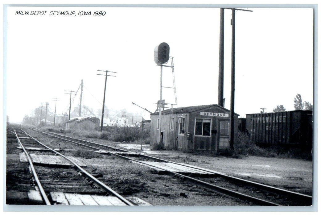 c1980 Milw Depot Seymour Iowa Railroad Train Depot Station RPPC Photo Postcard