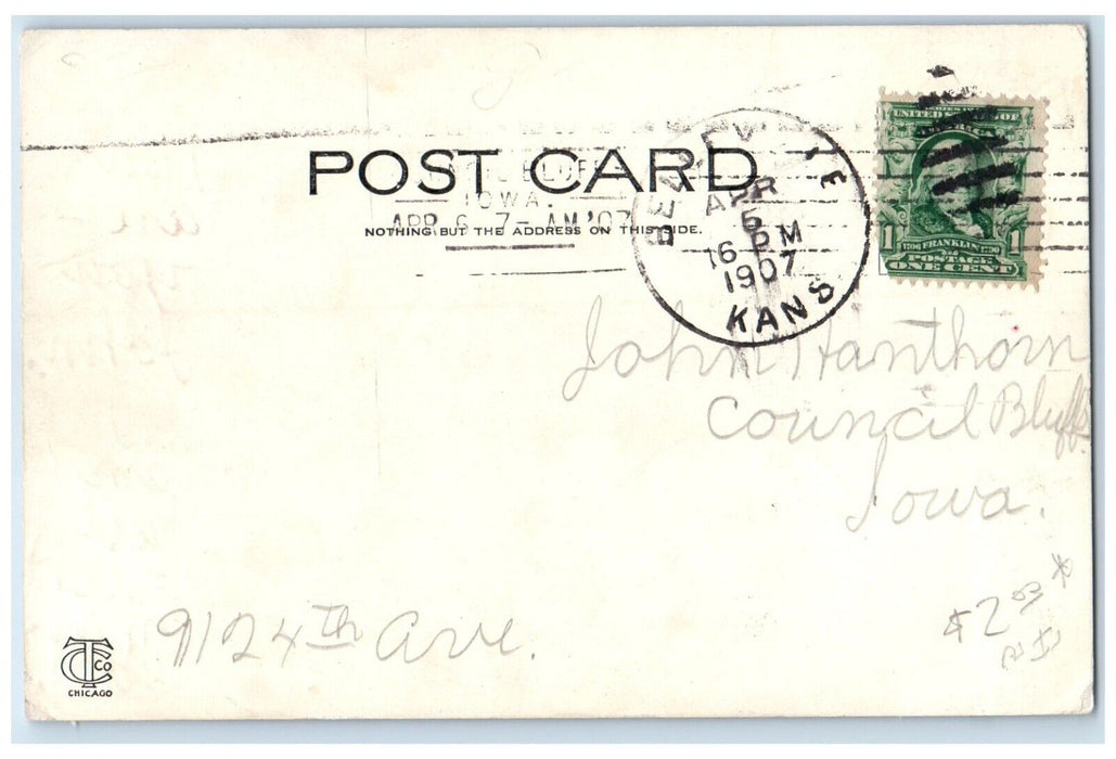 1907 Court House Building Republic County Belleville Kansas KS Antique Postcard