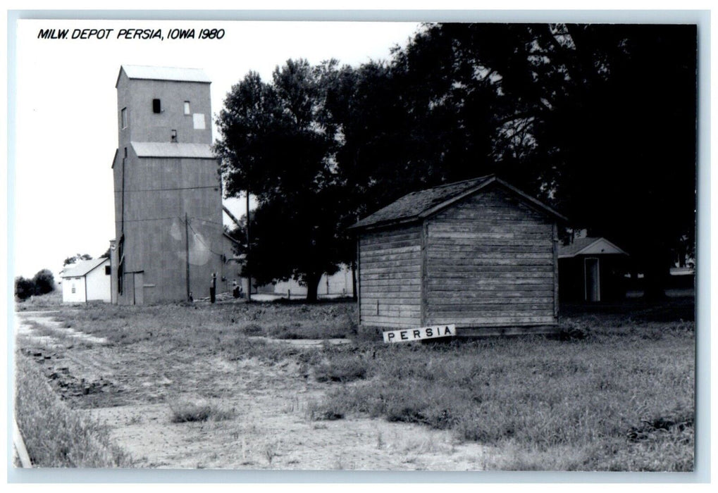 c1980 MILW Depot Persia Iowa IA Railroad Train Depot Station RPPC Photo Postcard