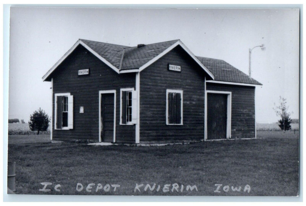 c1960 IC Depot Knierim Iowa IA Railroad Train Depot Station RPPC Photo Postcard