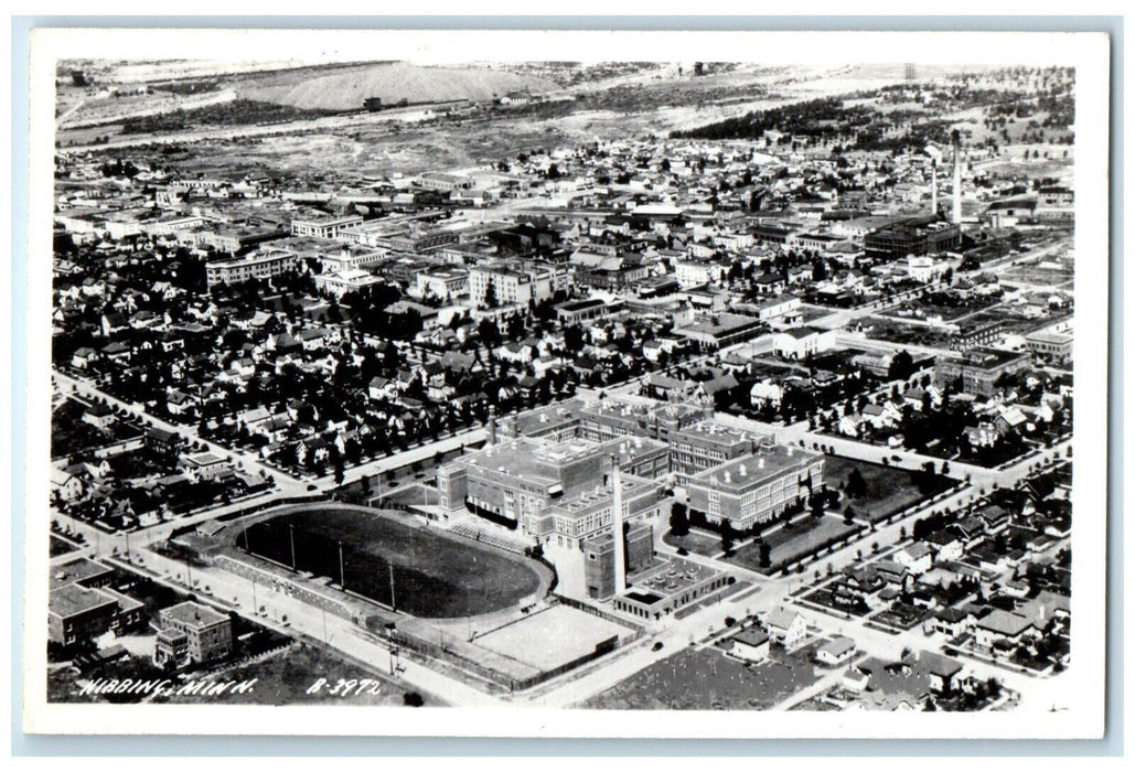 c1940's Aerial View Of Hibbing Minnesota MN RPPC Photo Unposted Vintage Postcard