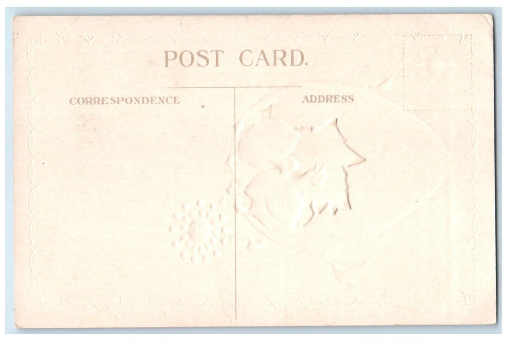 c1910's Easter Greeting Egg Hatched Egg Flower Embossed Antique Postcard