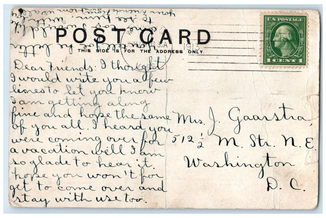 1913 Exterior View National Bank Building Whitinsville Massachusetts MA Postcard