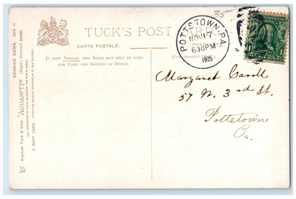 1905 Children In Boat Seaside Pottstown Pennsylvania PA Tuck's Antique Postcard