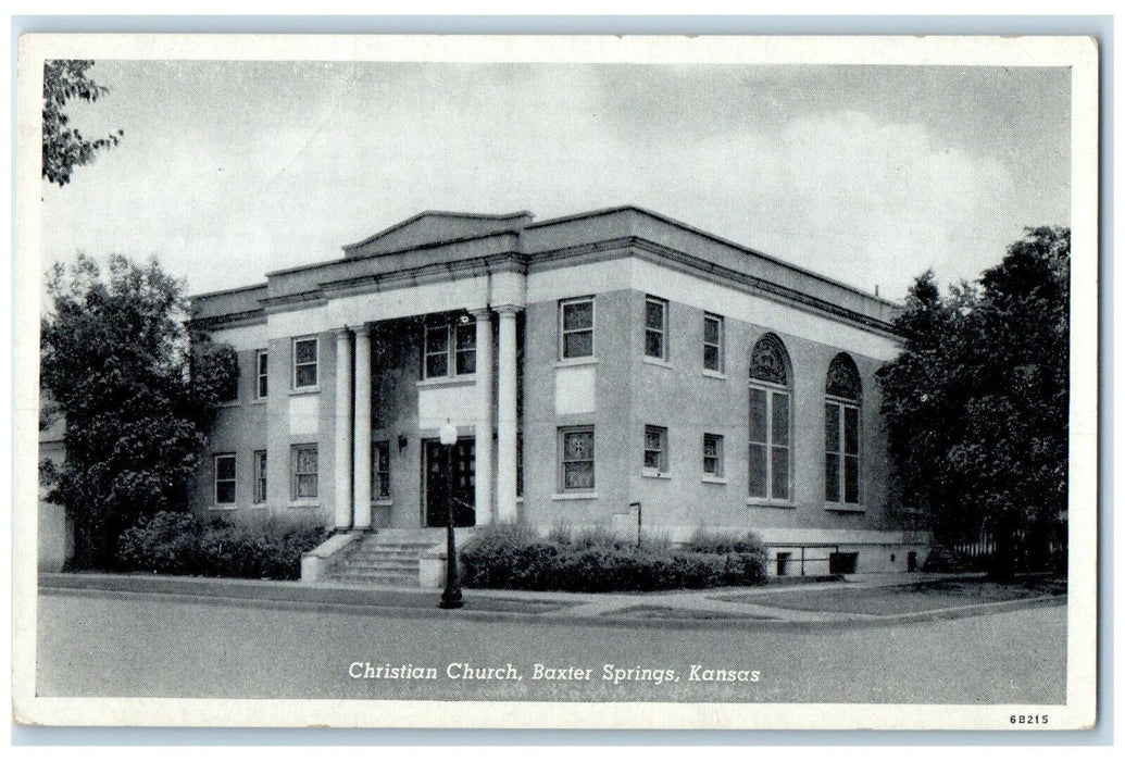 c1940 Christian Church Chapel Exterior Building Baxter Springs Kansas Postcard