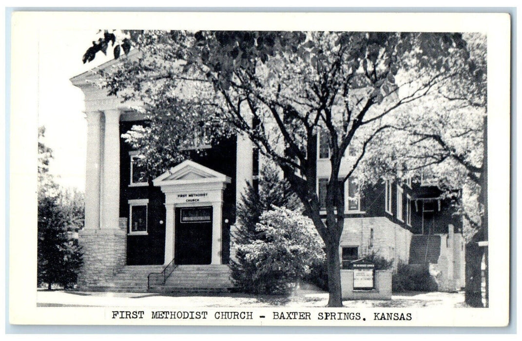 c1940 First Methodist Church Chapel Exterior Baxter Springs Kansas KS Postcard