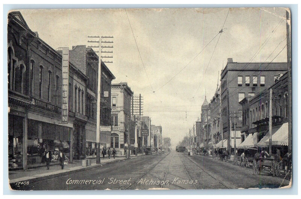 1910 Commercial Street Streetcar Exterior Building Atchison Kansas KS Postcard