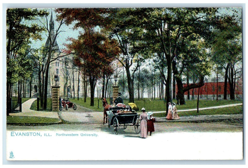 c1910's Northwestern University Entrance Evanston Illinois IL Tuck's Postcard