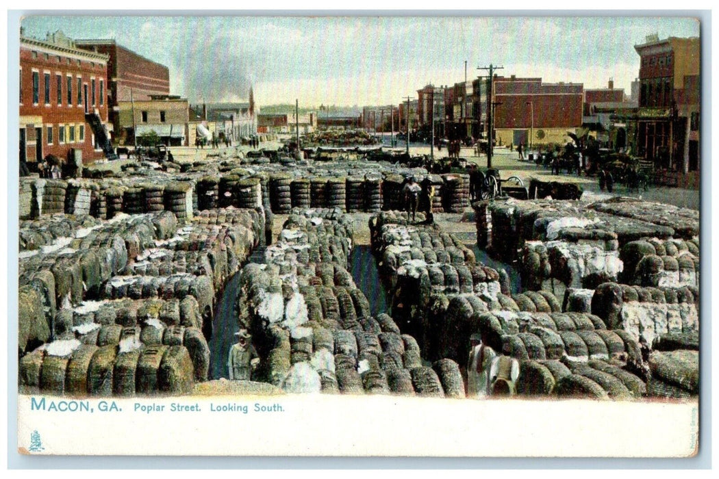 c1905 View Of Poplar Street Looking South Macon Georgia GA Tuck's Postcard