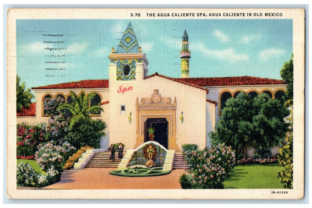 1934 The Agua Caliente Spa Agua Caliente in Old Mexico Vintage Postcard