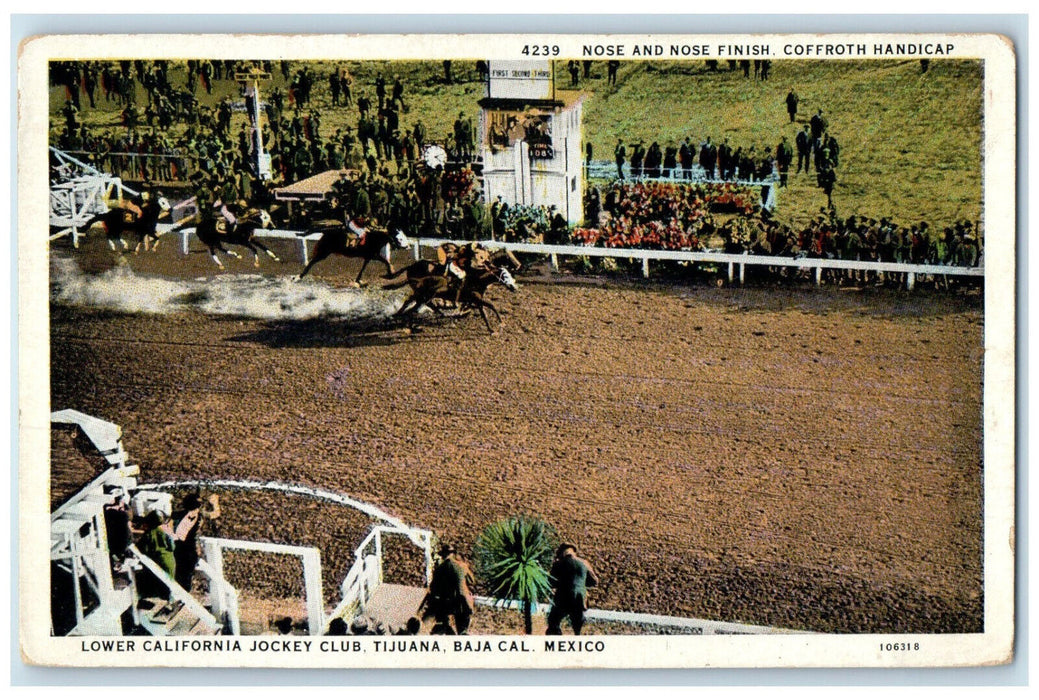 c1920's Horse Race Coffroth Handicap Tijuana BC Mexico Antique Postcard