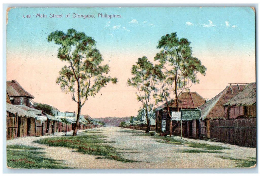1911 Main Street of Olongapo Philippines Antique USS New York Navy Postcard