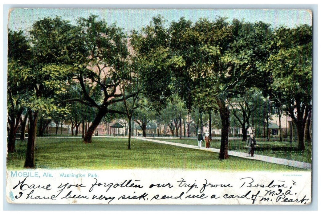 1908 View Of Washington Park Mobile Alabama AL Harding MA Tuck's Postcard