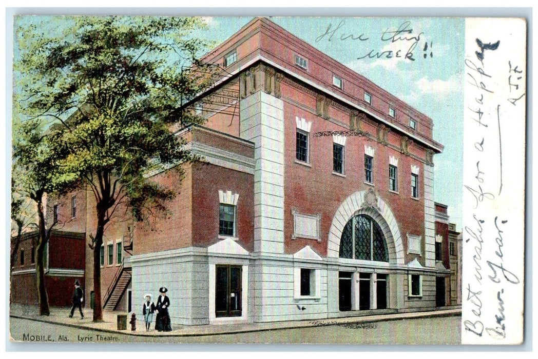 1908 Lyric Theater Building Mobile Alabama AL Tuck's Posted Antique Postcard