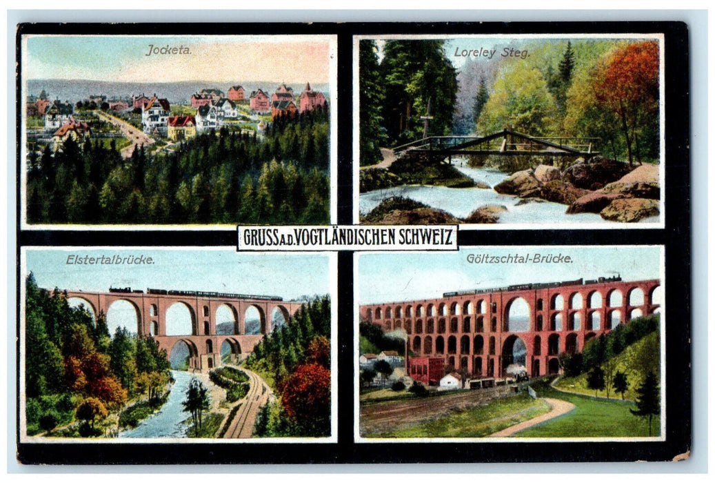 1911 Greetings From Vogtland Switzerland Antique Posted Multiview Postcard