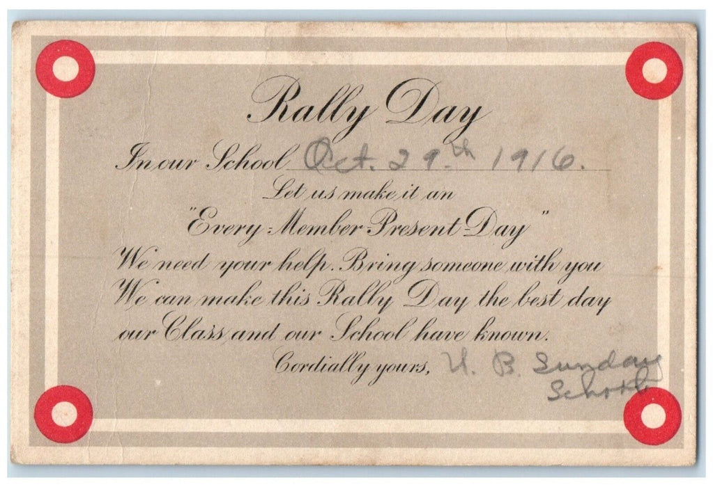 1916 School Rally Day Ralston Iowa IA Posted Antique Postcard