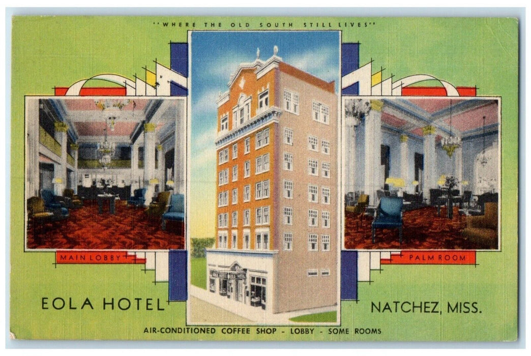 1940 Multi-View Eola Hotel Building Natchez Mississippi Antique Vintage Postcard