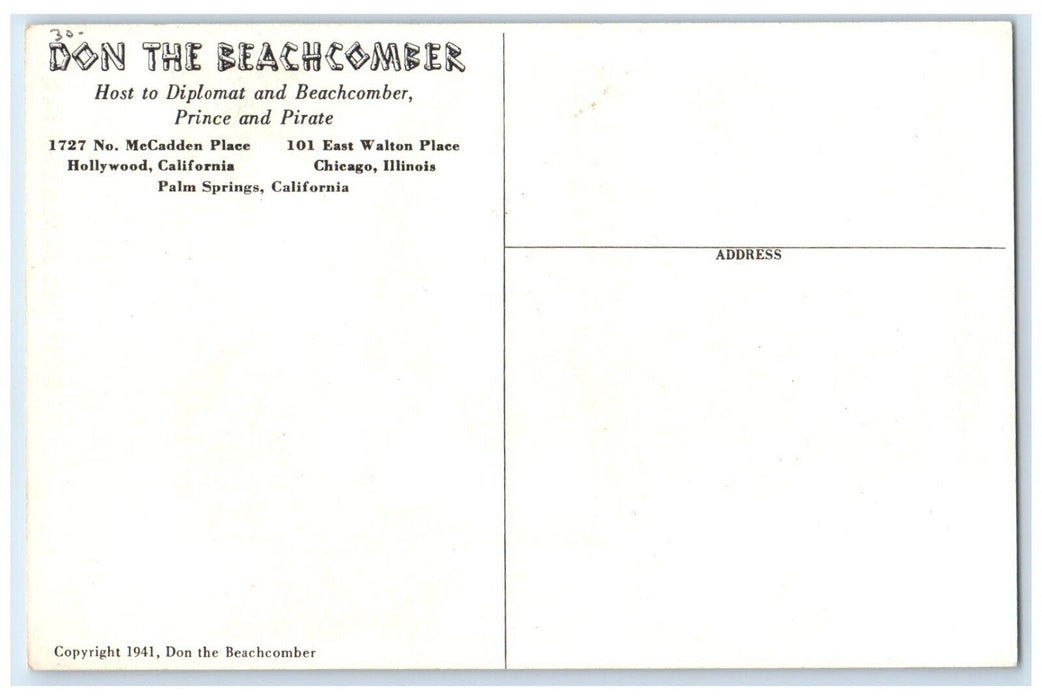 Don The Beachcomber Brand Jamaica Rum Palm Spring California CA Postcard