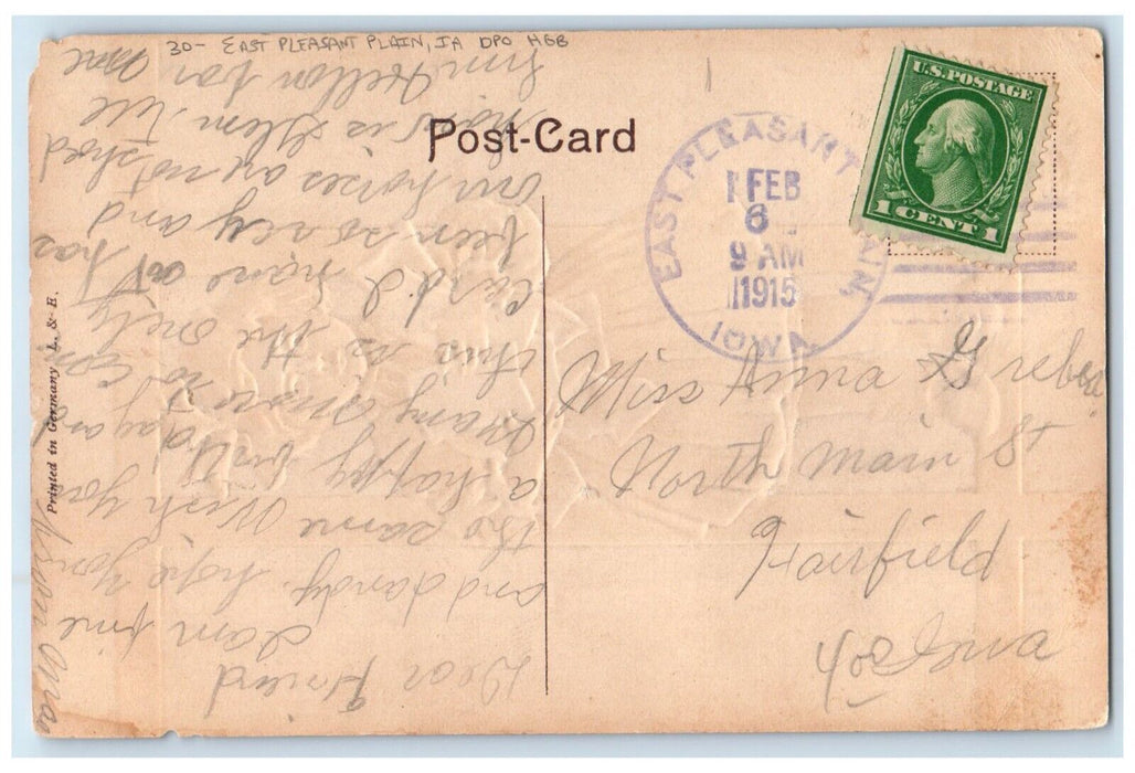 1915 Birthday Girl Floral Dress East Pleasant Plain Iowa IA DPO HGB Postcard