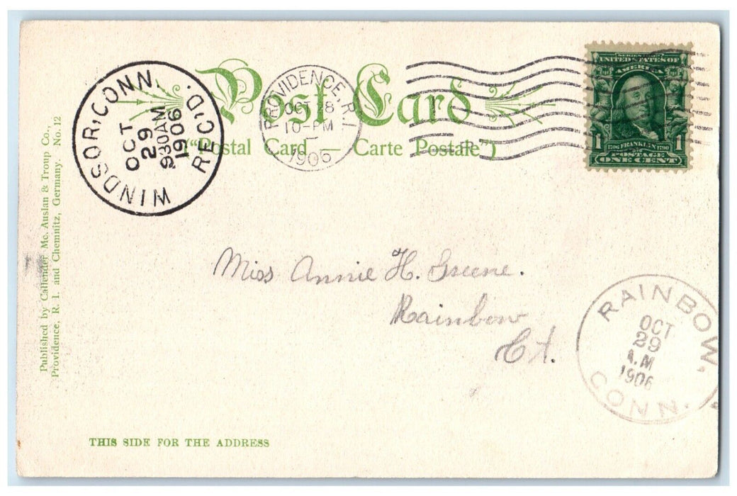 1906 View From Prospect Terrace Exterior Bench Providence Rhode Island Postcard