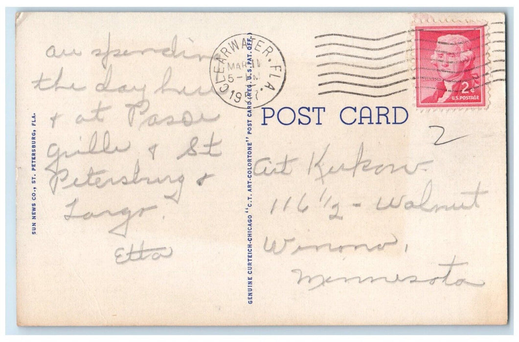 1957 Clearwater Municipal Marina Boat Slips Clearwater Beach Florida FL Postcard