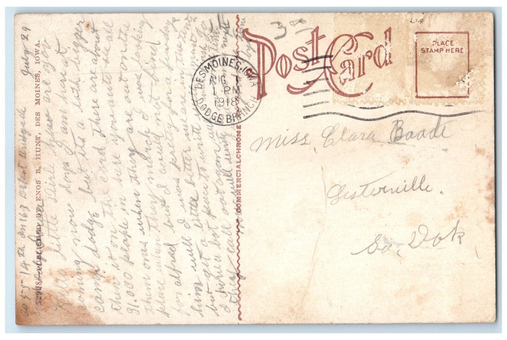 1918 Partial Birds Eye View Camp Dodge Grove Right Des Moines Iowa IA Postcard