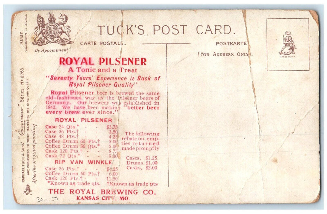 Pretty Woman Curly Hair The Royal Brewing Co Kansas City MO Advertising Postcard