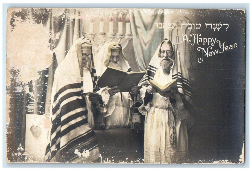 c1910's New Year Hebrew Jewish Israel Candles Unposted Antique Postcard
