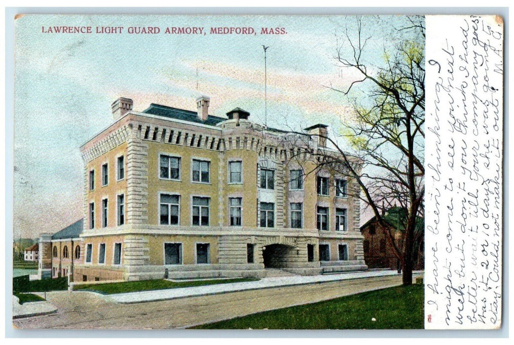 1906 Exterior View Lawrence Light Guard Armory Medford Massachusetts MA Postcard