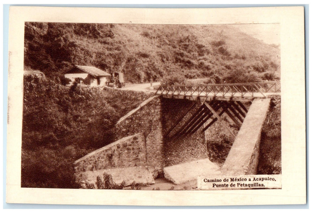 1930 Road from Mexico to Acapulco Petaquillas Bridge Vintage Postcard