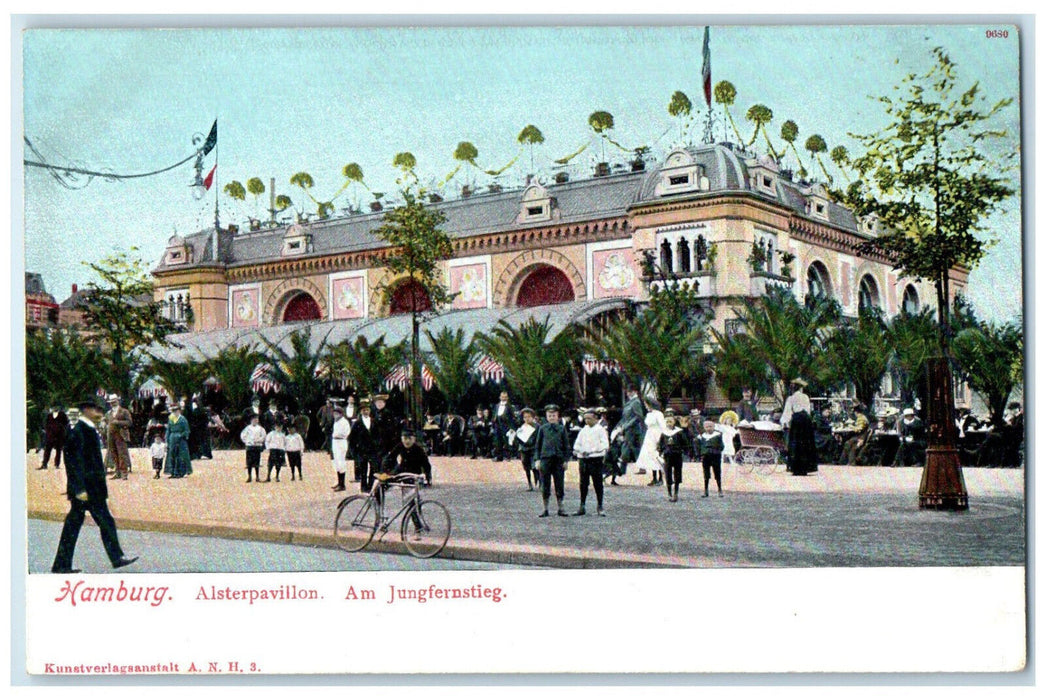 c1910 Alster Pavilion at Jungfernstieg Hamburg Germany Antique Postcard