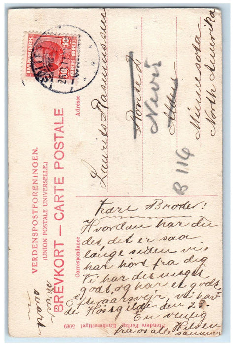 c1910 View of Pathway to Leerbaek Copenhagen Denmark Posted Antique Postcard