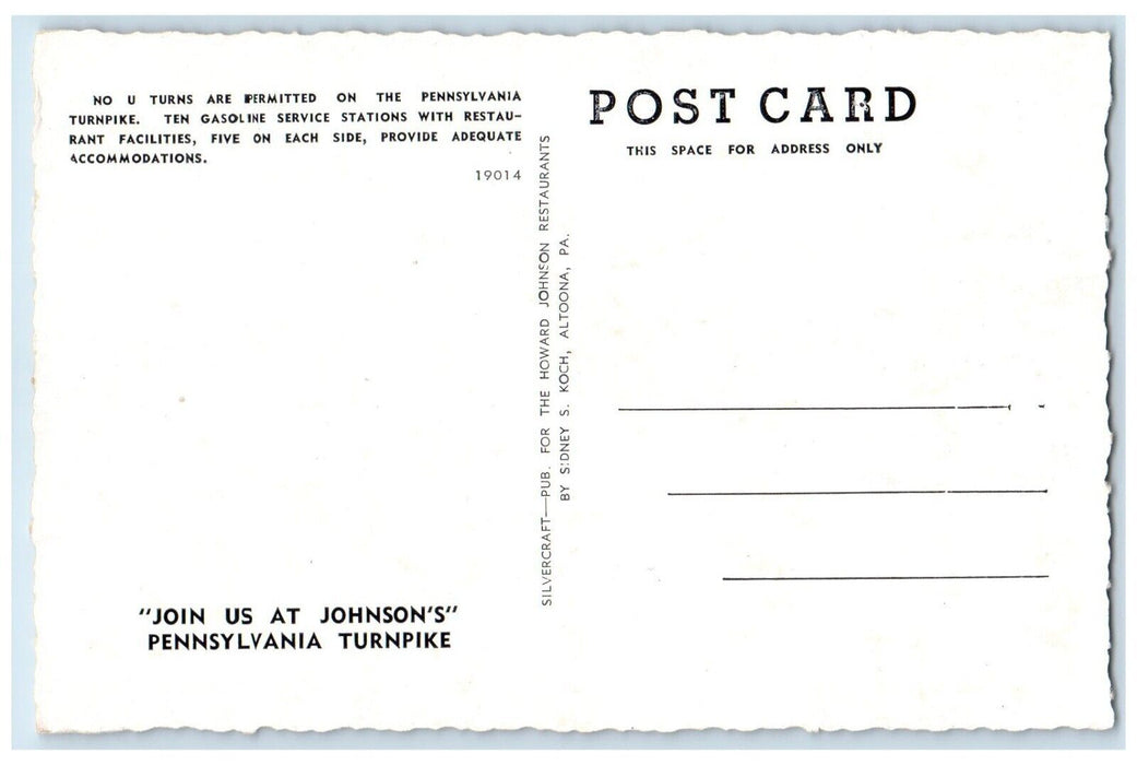 1940 Aerial View Looking East Howard Johnson Restaurant Pennsylvania PA Postcard