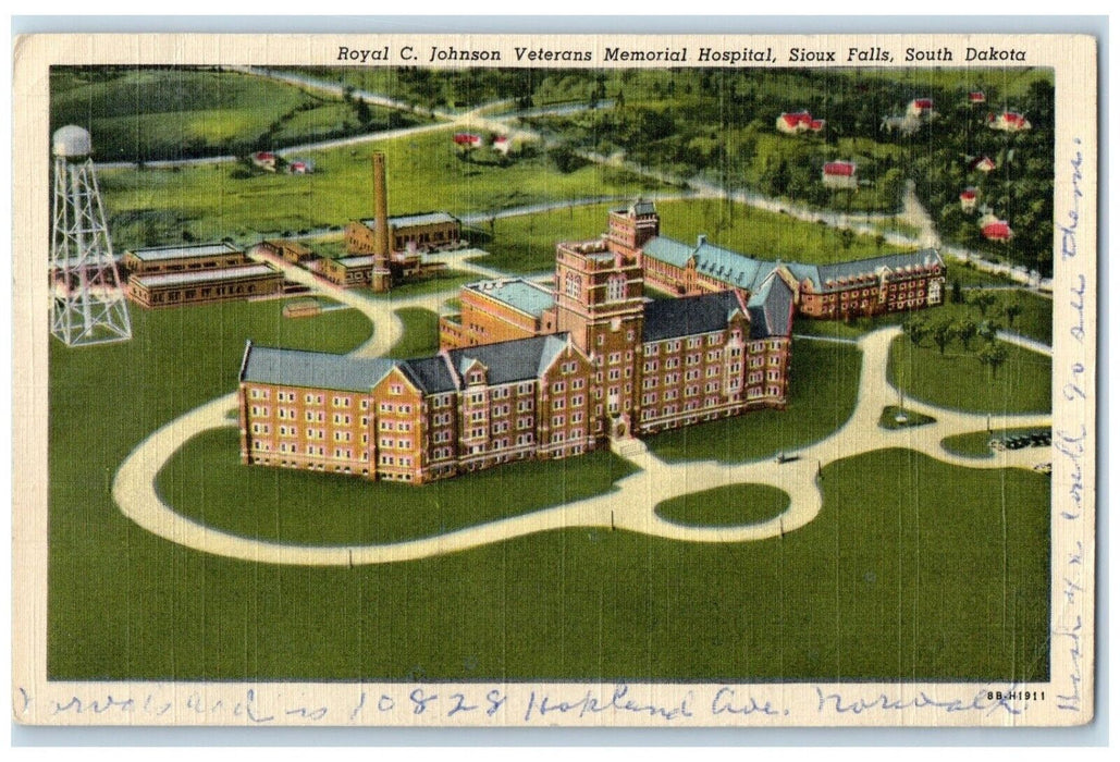 1940 Royal Johnson Veterans Memorial Hospital Sioux Falls South Dakota Postcard