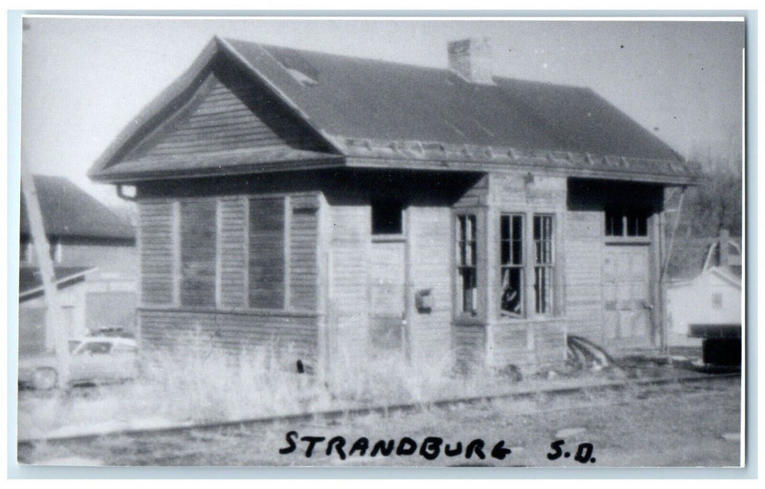 c1960's Strandburg South Dakota Vintage Train Depot Station RPPC Photo Postcard